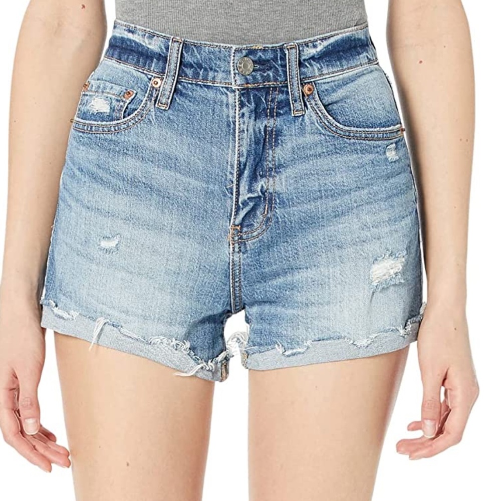 DAZE Troublemaker High Rise Short in Poolside Blue Denim Shorts